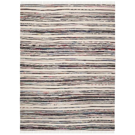 Safavieh 10 x 14 ft. Rag Hand Woven Rug, Large Rectangle - Ivory and Charcoal RAR126Q-10